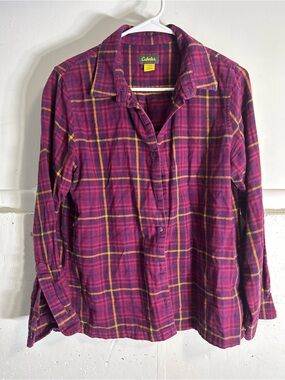 Cabela's Womens Magenta Plaid Button-Down Shirt